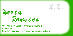 marta romsics business card